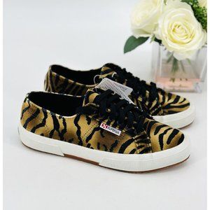 Superga 2750 Velour Tiger Animal Print Sneaker Women Size 8.5 Casual Shoe Brown